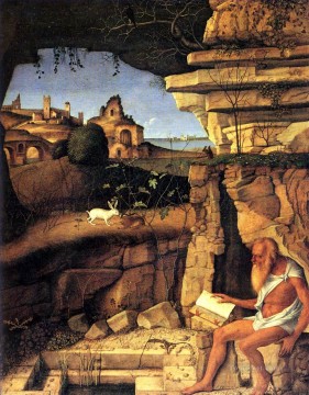 ジョバンニ・ベリーニ Painting - ルネッサンスのジョヴァンニ・ベッリーニを読む聖ヒエロニムス